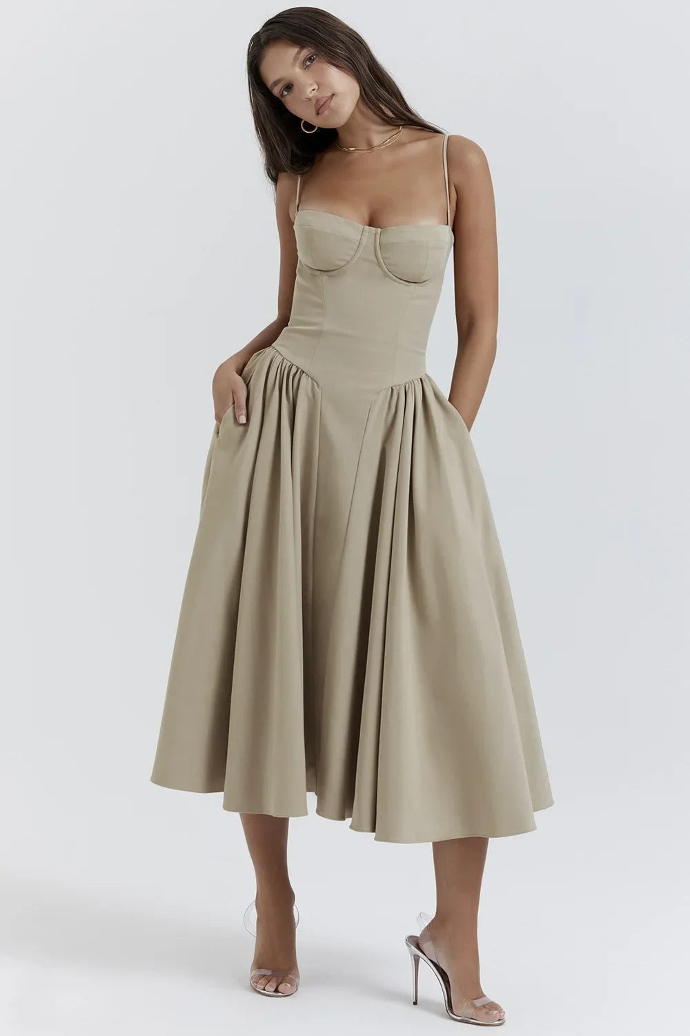 Lorelei | Sleeveless Corset Midi Dress