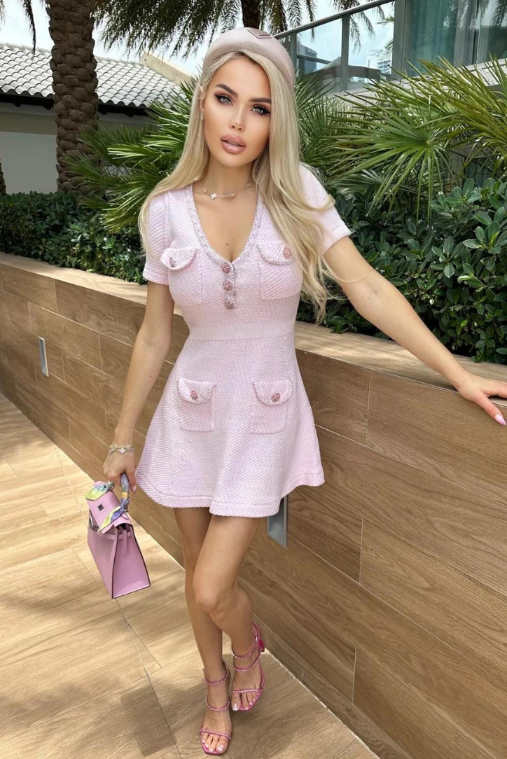 Dariela | Crystal Button Mini Dress
