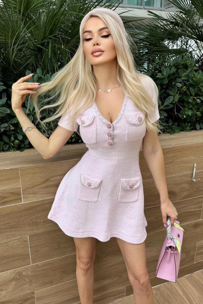 Dariela | Crystal Button Mini Dress