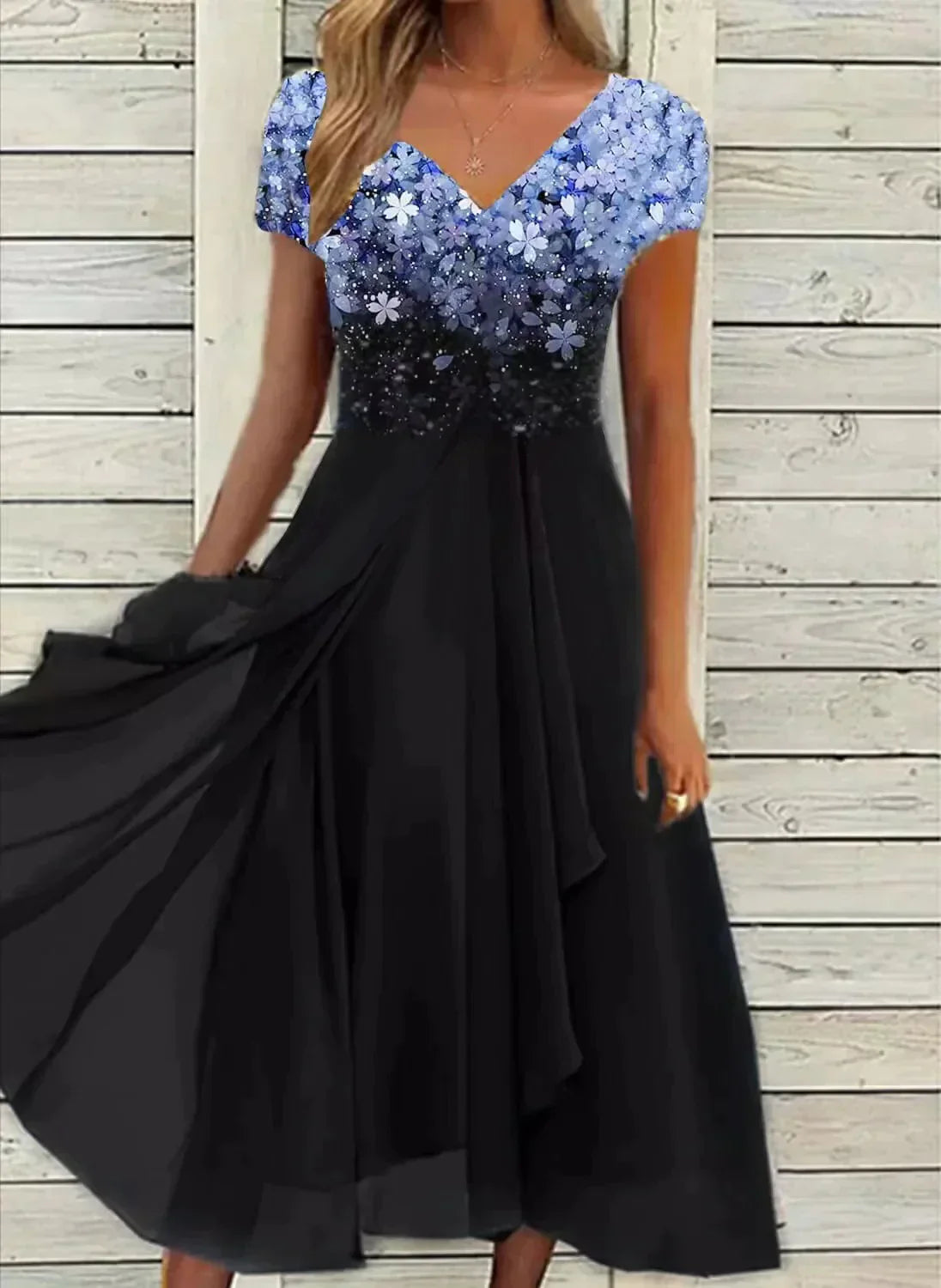 Gisela | Elegant Floral Print Midi Dress for Women
