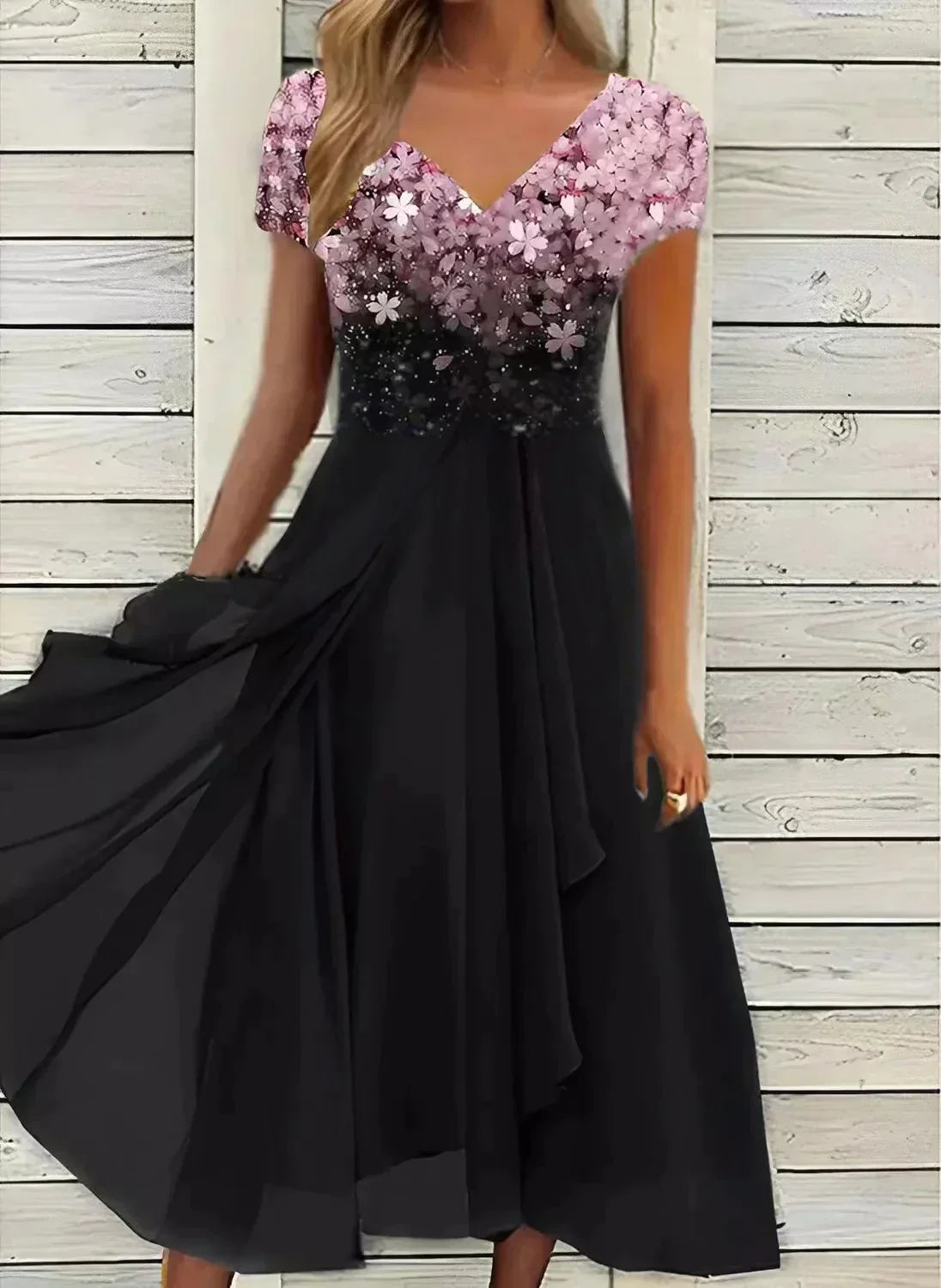 Gisela | Elegant Floral Print Midi Dress for Women