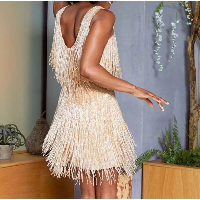 Meredith | Sequin Feather Mini Dress