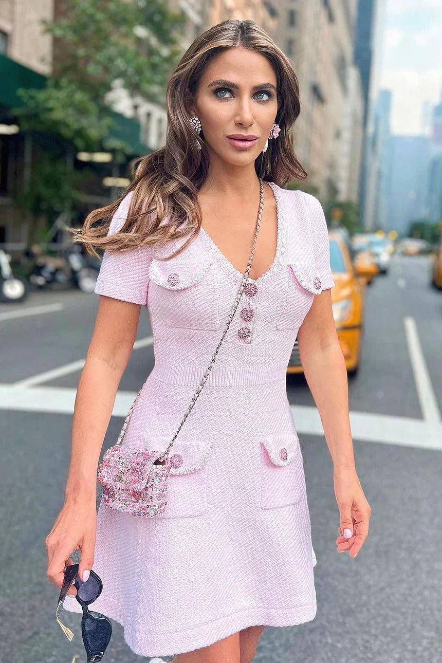 Dariela | Crystal Button Mini Dress