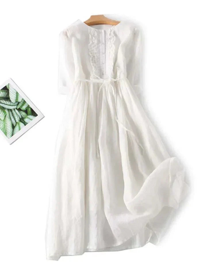 Florence | Bohemian Elegant Linen Midi Dress