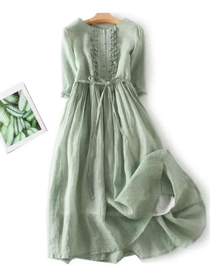Florence | Bohemian Elegant Linen Midi Dress