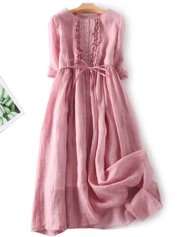 Florence | Bohemian Elegant Linen Midi Dress