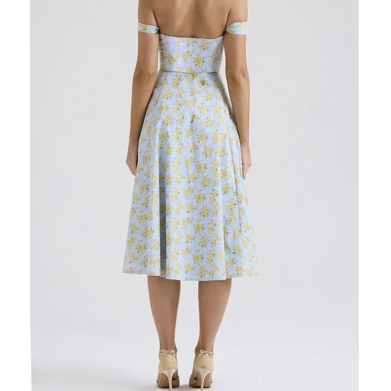 Eliza | Floral Corset Midi Dress