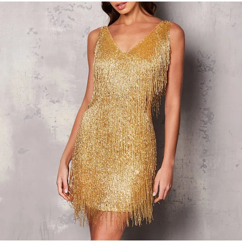 Meredith | Sequin Feather Mini Dress