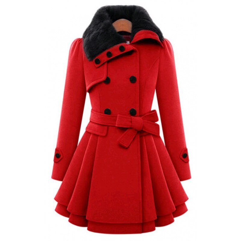 Sophie | Belted Wool Coat with Fur-Trimmed Collar