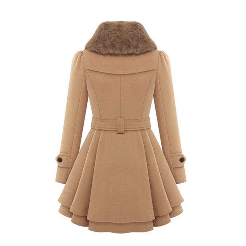 Sophie | Belted Wool Coat with Fur-Trimmed Collar