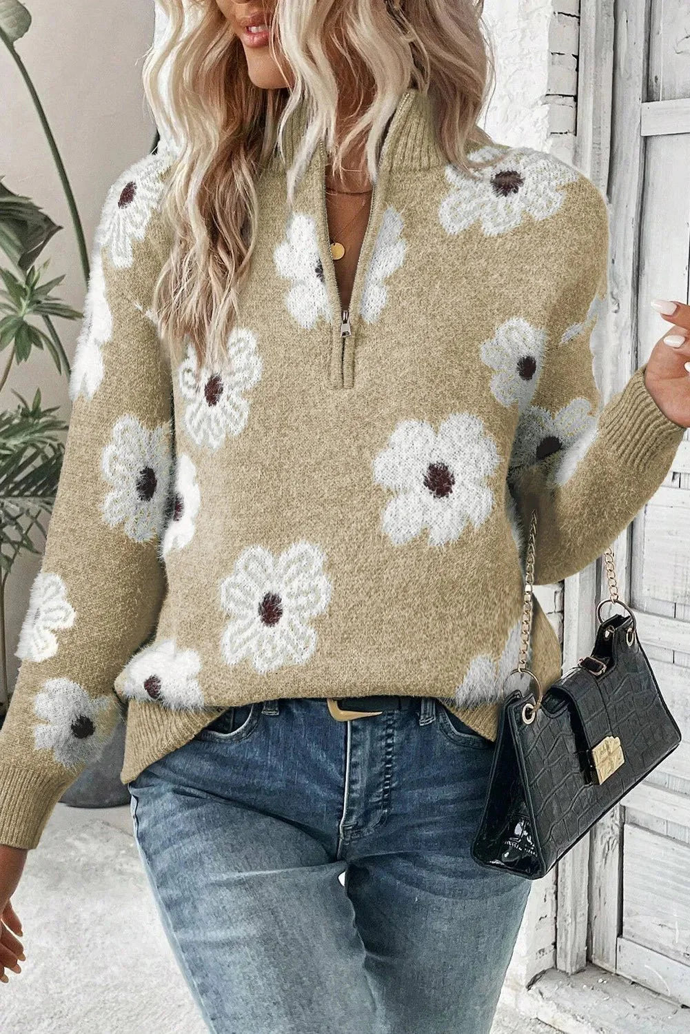 Matilda | Floral Half-Zip Sweater