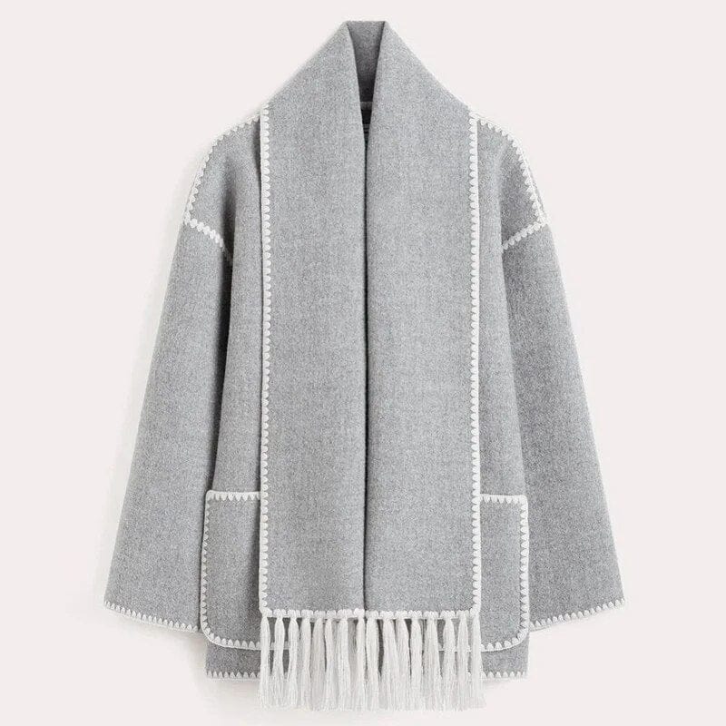 Isla | Poppy Fringed Scarf Coat