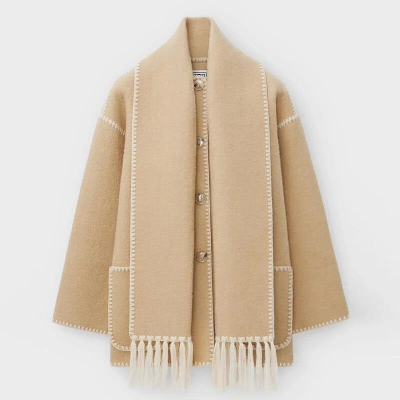 Isla | Poppy Fringed Scarf Coat