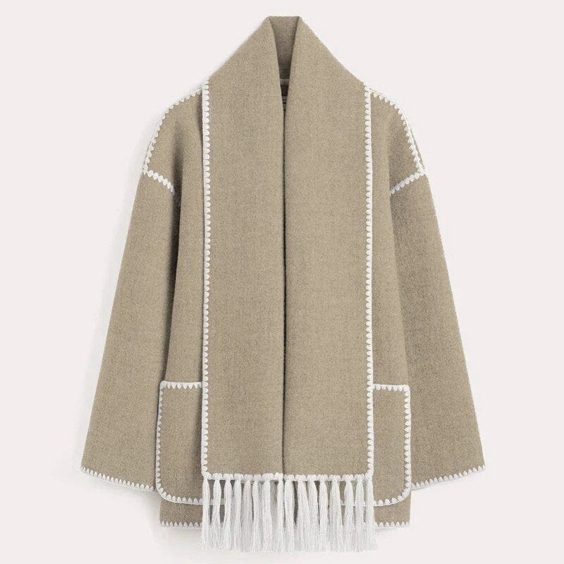 Isla | Poppy Fringed Scarf Coat