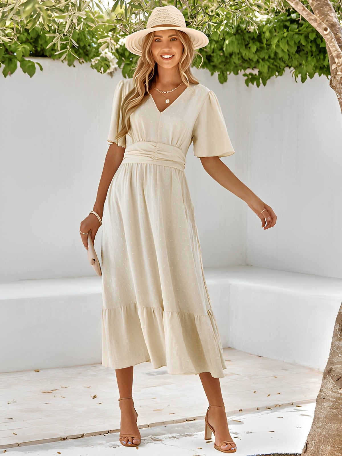 Blythe | Elegant V-Neck Midi Dress