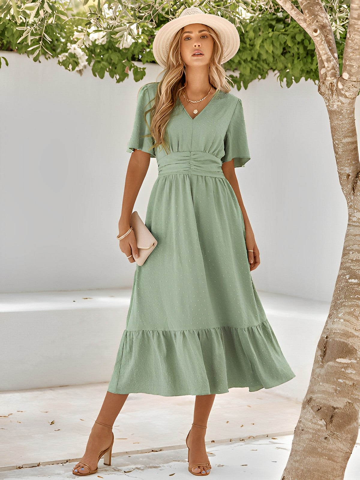 Blythe | Elegant V-Neck Midi Dress