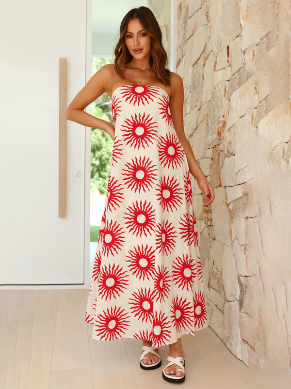 Poppy | Tropical Strapless Maxi Dress