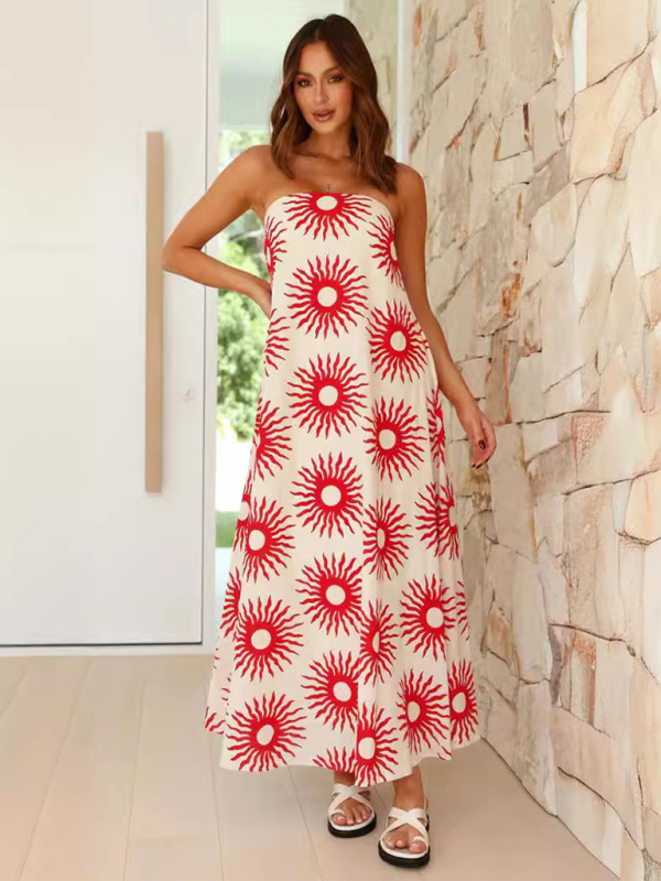 Poppy | Tropical Strapless Maxi Dress