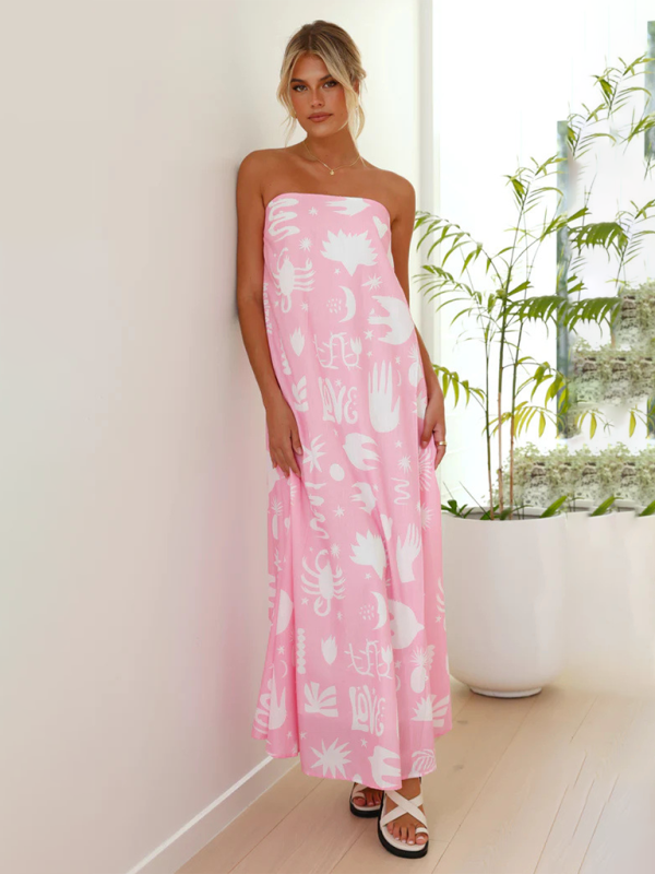 Poppy | Tropical Strapless Maxi Dress