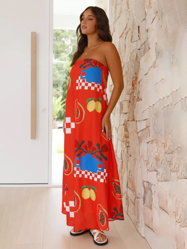 Poppy | Tropical Strapless Maxi Dress