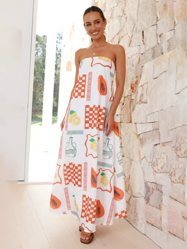 Poppy | Tropical Strapless Maxi Dress