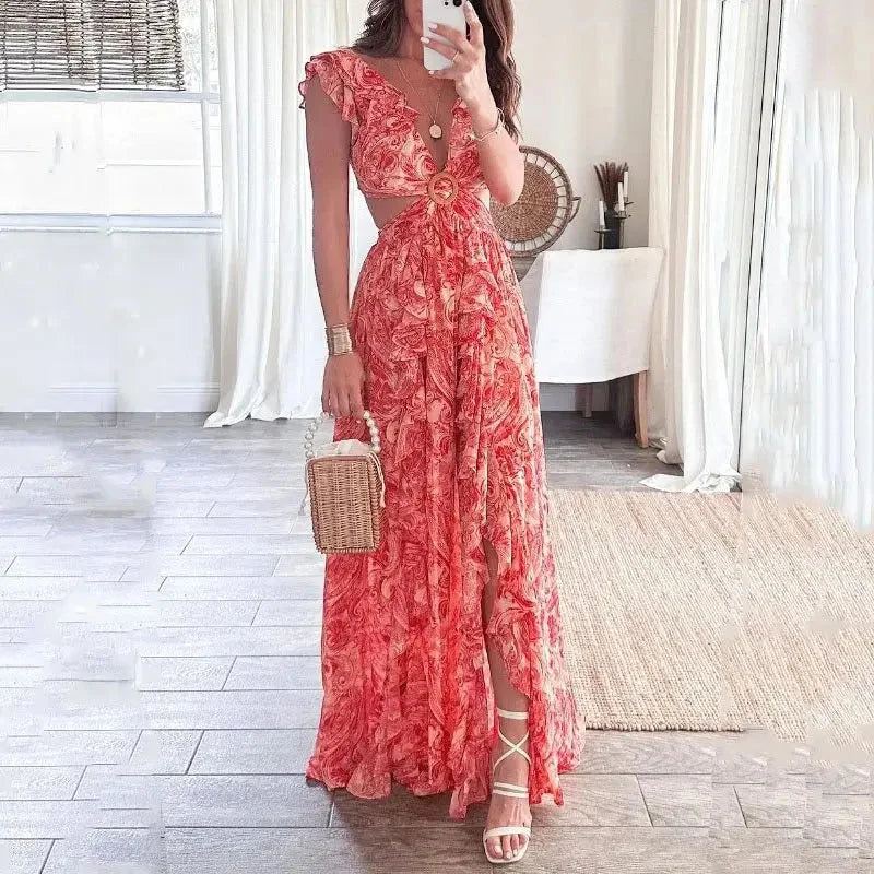 Erin | Women’s Stylish Floral  V-Neck Maxi Dress