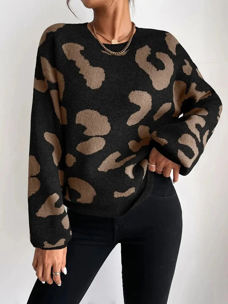 Evelyn | Oversized Animal Print Sweater