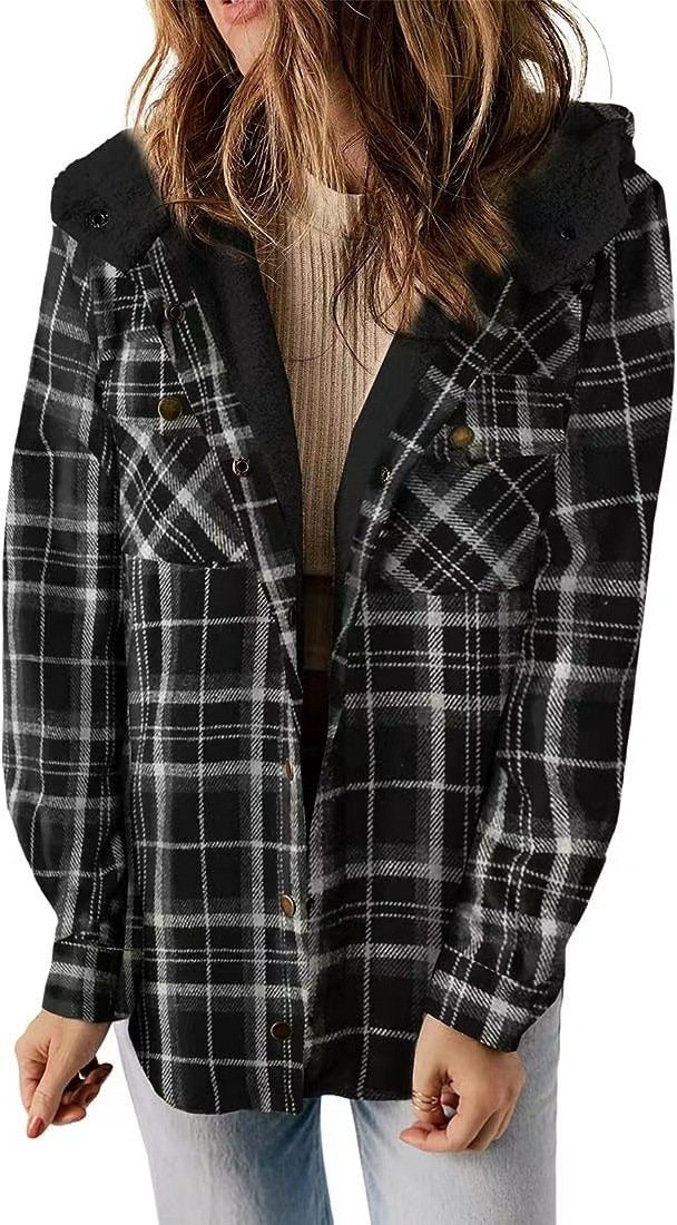 Eliza | Plaid Hooded Shirt Jacket