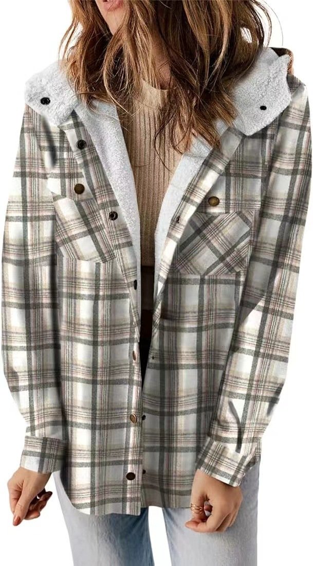 Eliza | Plaid Hooded Shirt Jacket