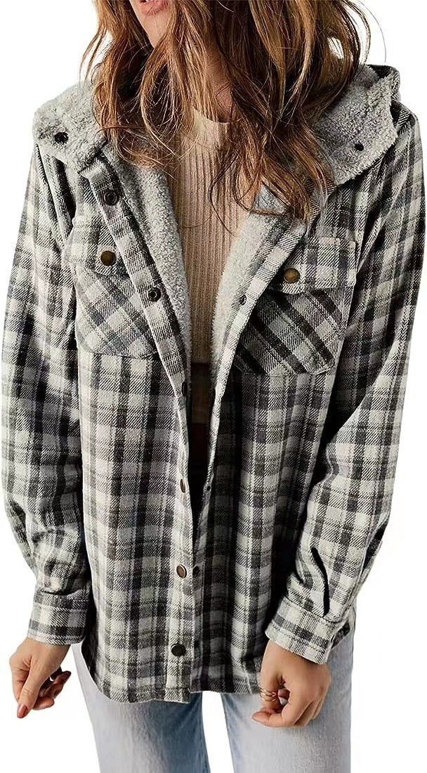 Eliza | Plaid Hooded Shirt Jacket