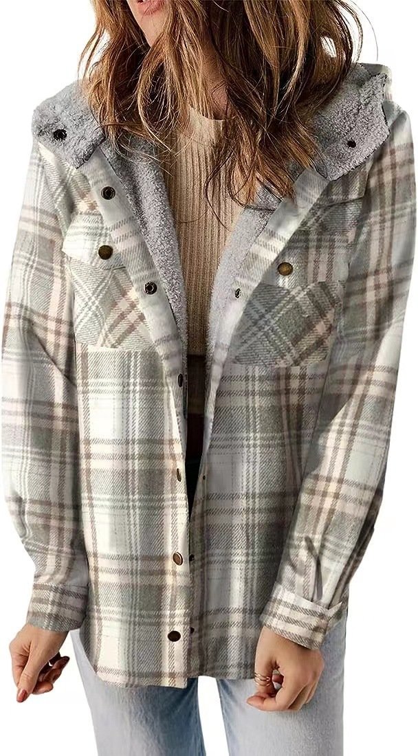 Eliza | Plaid Hooded Shirt Jacket